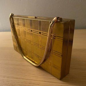 Vintage gold color metal art deco purse by Evans